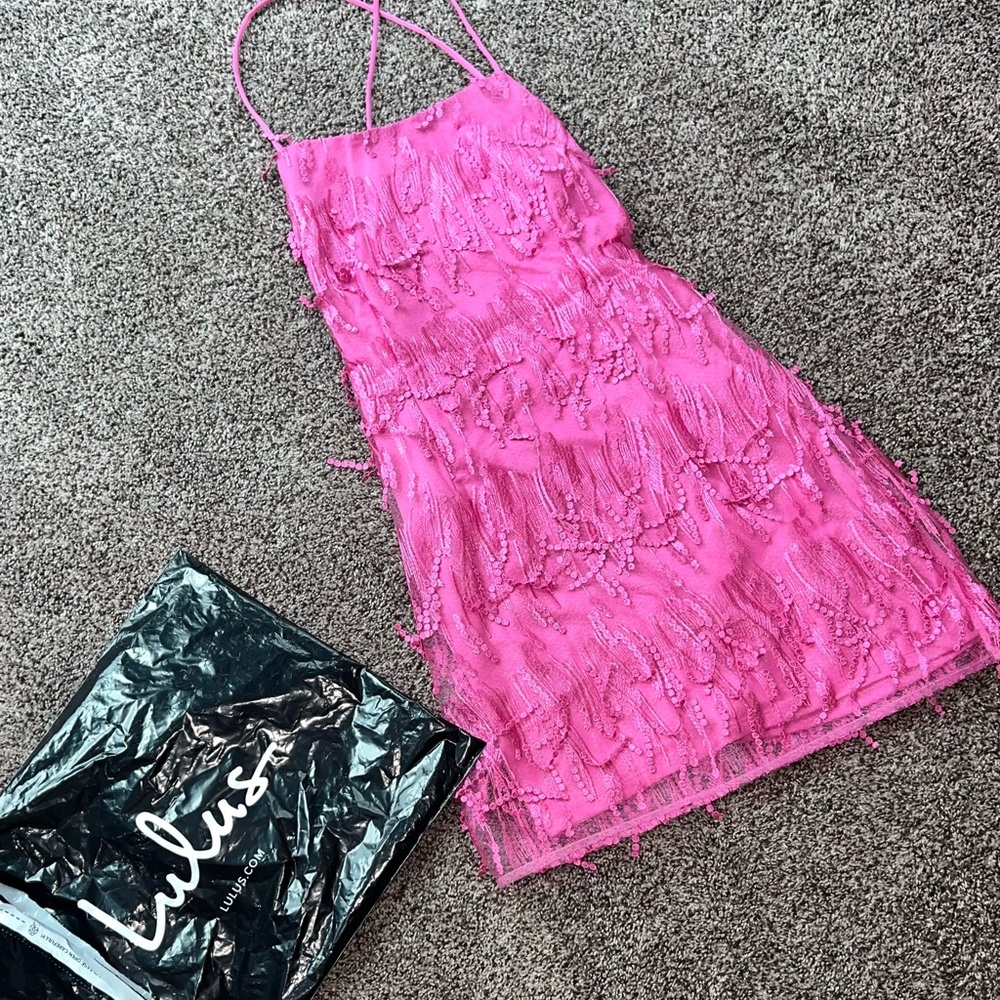 Lulus Hot Pink Fringe Dress